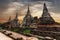 Ancient Buddhist pagoda ruins at Wat Phra Sri Sanphet temple. Thailand