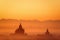 Ancient Buddhist Temples of Bagan Kingdom at sunrise. Myanmar (Burma)