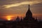 Ancient Buddhist Temples of Bagan Kingdom at sunrise. Myanmar (Burma)