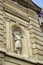 Ancient building from 1891 year with young woman statue in Ruse town