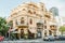 Ancient building in Tel-Aviv urban city. Balcony and bauhaus style street.