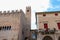 Ancient building with tower near Rimini City Hall on Cavour square in Rimini, Italy