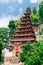 An ancient building in Zhongxian County, Chongqing, China, with a tower in Shibaozhai Scenic Area