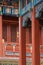 The ancient buildings with red wall, yellow or gray tile roof, door gate in the Forbidden City, Beijing, China