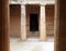 The ancient burial chamber with columns and doorway of tomb number 3 at the necropolis in Paphos, Cyprus.