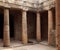 The ancient burial chamber with columns and doorway of tomb number 3 at the tomb of the Kings` necropolis in Paphos, Cyprus.