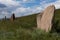 Ancient burial mounds and stones on the graves.