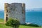 Ancient Byzantine Tower in Nessebar ancient city, one of the major seaside resorts on the Bulgarian Black Sea Coast. Nesebar,