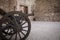 Ancient cannon inside Belmonte Castle, province of Cuenca, Castilla La Mancha, Spain