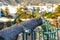 Ancient cannon on Playa Carabeillo beach in Nerja, Costa del Sol, Spain