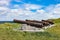 Ancient cannons against a blue summer sky