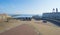 Ancient cannons protecting the coast of the dutch city of Vlissingen below a blue sky