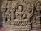 The ancient carved stone in ancient Chand Baori Step well in the village of Abhaneri, Rajasthan State, India.