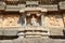 Ancient carved wall with hindu deities in Hazara Rama Jain Temple, Hampi, Karnataka