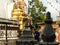 Ancient cast bronze part of the structure in the temple complex Swayambhunath in Kathmandu