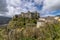 The ancient castle of Bardi, Parma, Italy, under a dramatic sky