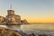 The ancient castle on the sea at sunset, Rapallo, Genoa Genova, Italy