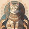 Ancient cat illustration, Egyptian style art. Ai generated