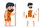 Ancient caveman with stone spear action RPG game character layered animation ready character vector illustration