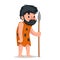 Ancient caveman with stone spear character icon cartoon design vector illustration