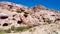 Ancient caves in Petra town in winter