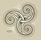 Ancient Celtic symbol. Triple trickle spiral ornament. Celtic knot pattern. Luxury old golden vintage. Ethnic Breton sign. Print