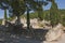 An ancient cemetery with old and new graves in the historic village of Le Poet Laval in the Drome region of the South of France