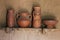 Ancient ceramic vessels from the Celtic period, found in Numancia (Soria).