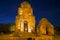 Ancient Cham sanctuary in night illumination. Phan Thiet