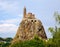 Ancient Chapelle Saint Michel de Aiguilhe standing at a very steep volcanic needle (Le Puy en Velay, France)