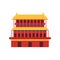 Ancient chinese architecture. Icon of Pagoda temple. Culture symbol of China. Buddhist house in red color with yellow