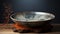 Ancient Chinese Art Inspired Dark Bowl On Wooden Table