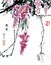 Ancient Chinese traditional hand brush and ink painting -Wisteria.Meaning: everything goes well