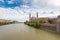 The ancient church Basilica del Pillar and bridge near the river Ebro in the Spanish city Zaragoza