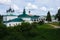 Ancient Church of the Entrance to Jerusalem and Pyatnitskaya Church, Suzdal, Russia. View from the observation deck on the hill