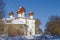 Ancient Church on a frosty February day. Kargopol