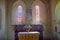 Ancient church interior. Altar. Barlavington, Sussex, UK