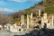 Ancient city Ephesus. Hydreion, ancient architectural structures. Most visited ancient city in Turkey