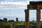 Ancient city of Hierapolis, near stunning landscape of Pamukkale's Cotton Castle in Aegean Turkey