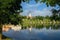 Ancient city Tabor from bank of Jordan pond. Czech republic.