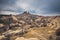 Ancient city of Uchisar with dwellings in caves, Cappadocia Turkey