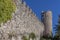 The ancient city walls of the historic center of Levanto and a watchtower, Liguria, Italy