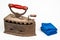 Ancient Coal Iron and Blue Towel, isolated