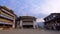 Ancient colorful buddhist monastery with dramatic sky time lapse at morning