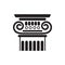 Ancient column capital black line icon, pillar monument element with details