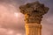 Ancient column at the Roman city of Kourion. Limassol District,