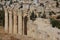 Ancient columns in ancient Roman city Gerasa, today Jerash, Jordan