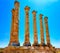 Ancient columns entrance of Sabratha Archaeological site, at the Roman theater of ancient Sabratha in libya, ancient Roman ruins