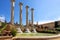 Ancient columns of Montjuic fountain in Barcelona town, Catalonia, Spain