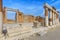 Ancient columns ruins after the eruption of Vesuvius in Pompeii, Italy.